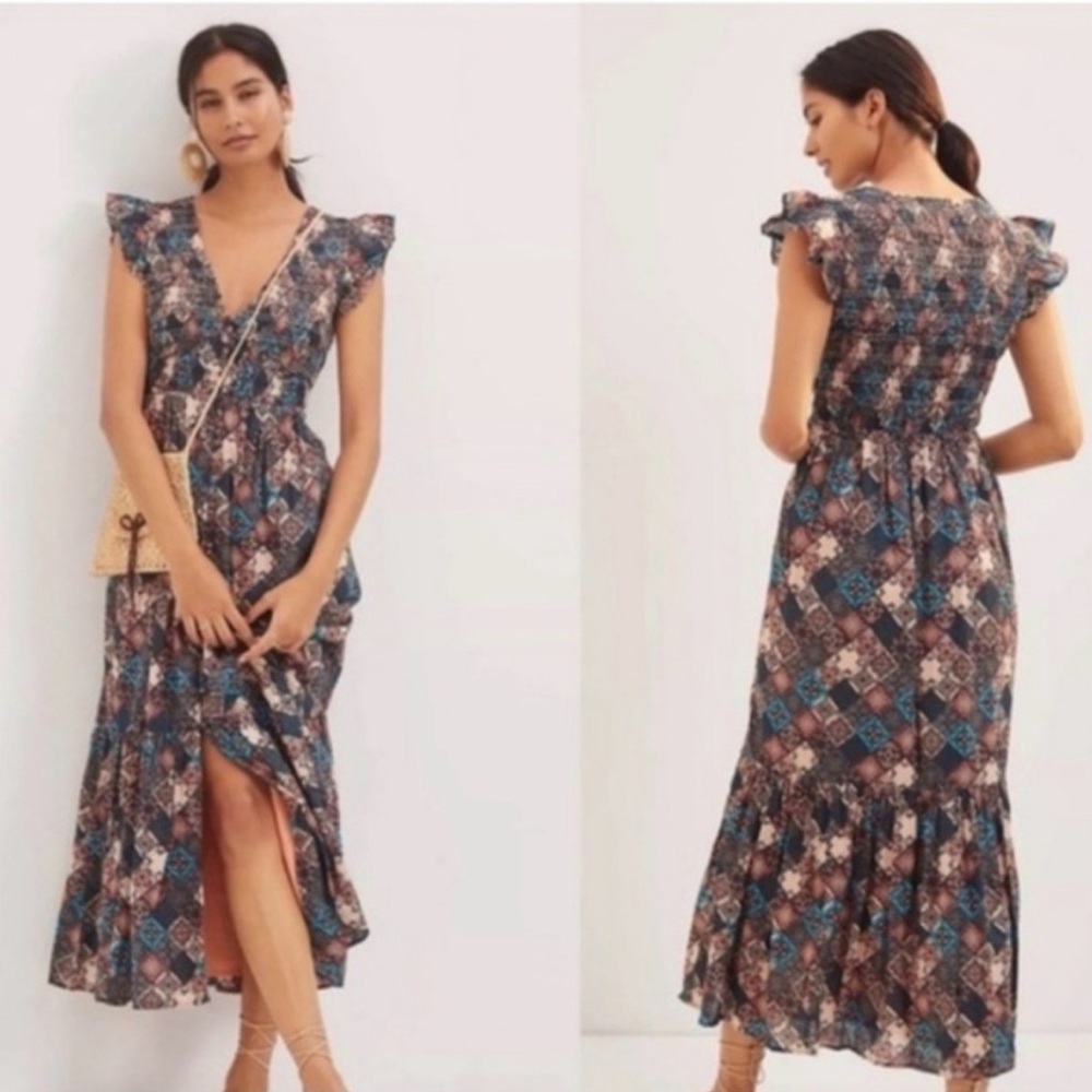 Anthropologie Peregrine Midi dress 1X patchwork - Picture 2 of 10